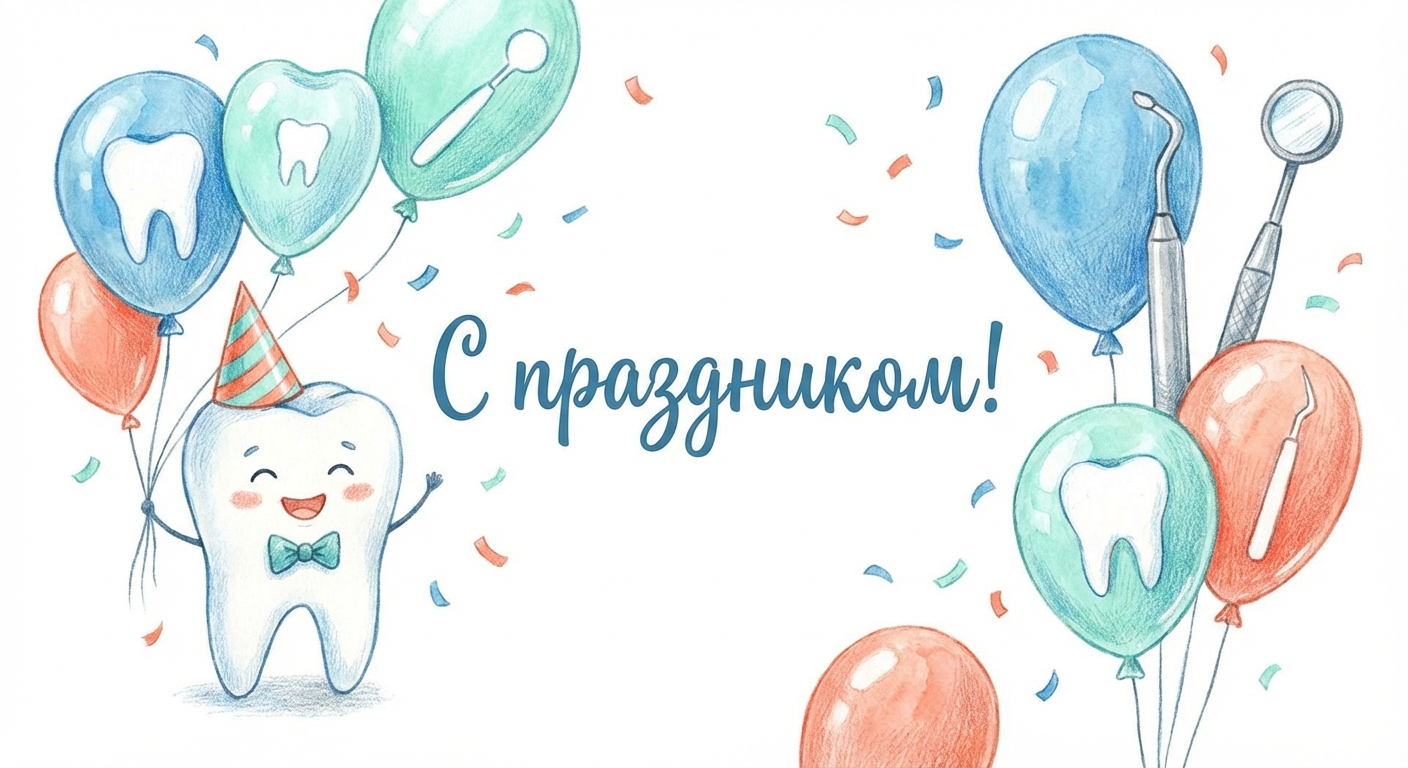 Создать открытку-картинку с поздравлением на Международный день стоматолога с помощью нейросети