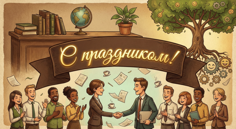 Создать открытку-картинку с поздравлением на День кадрового работника с помощью нейросети