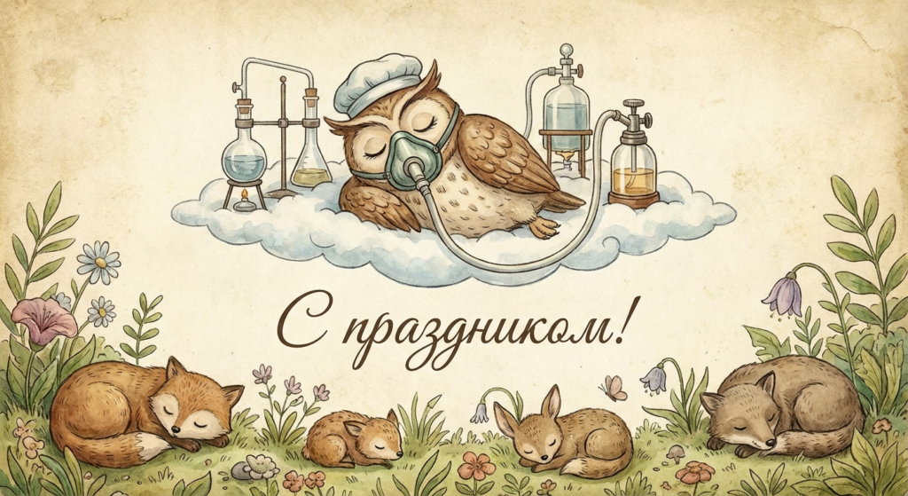 Создать открытку-картинку с поздравлением на Всемирный день анестезиолога с помощью нейросети