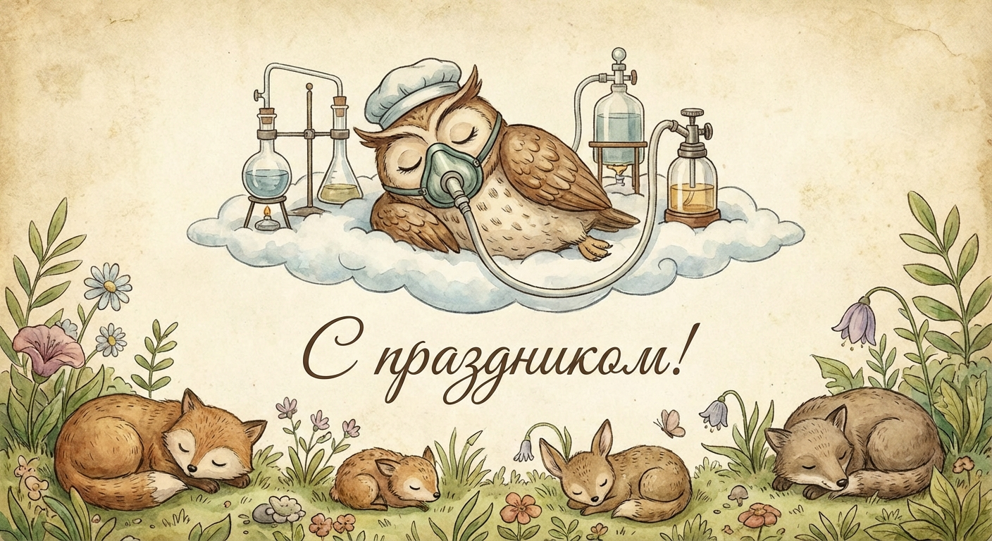 Создать открытку-картинку с поздравлением на Всемирный день анестезиолога с помощью нейросети