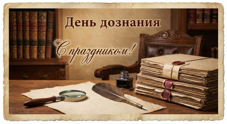 Создать открытку-картинку с поздравлением на День дознания с помощью нейросети