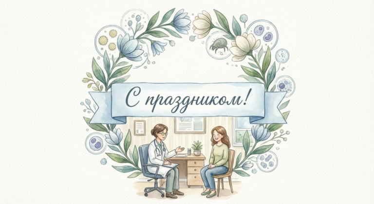 Создать открытку-картинку с поздравлением на День аллерголога с помощью нейросети