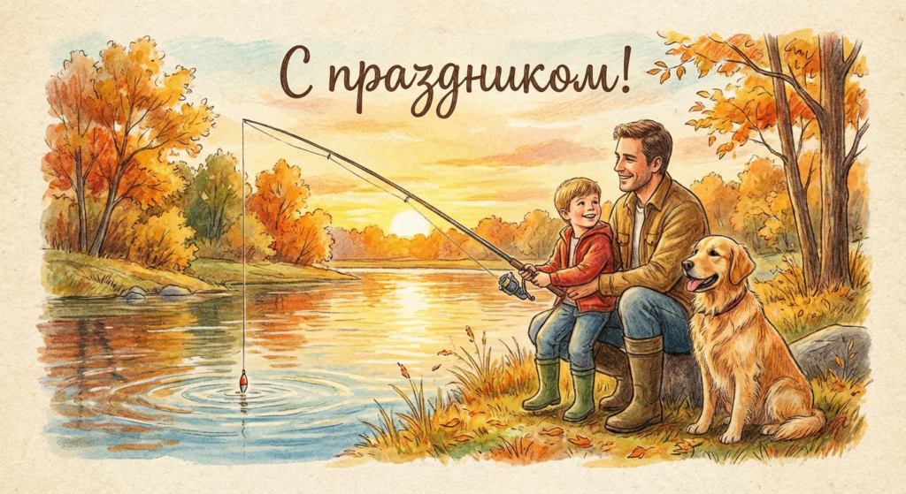 Создать открытку-картинку с поздравлением на День отца с помощью нейросети