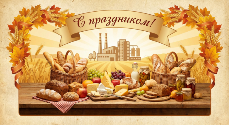 Создать открытку-картинку с поздравлением на День работников пищевой промышленности с помощью нейросети
