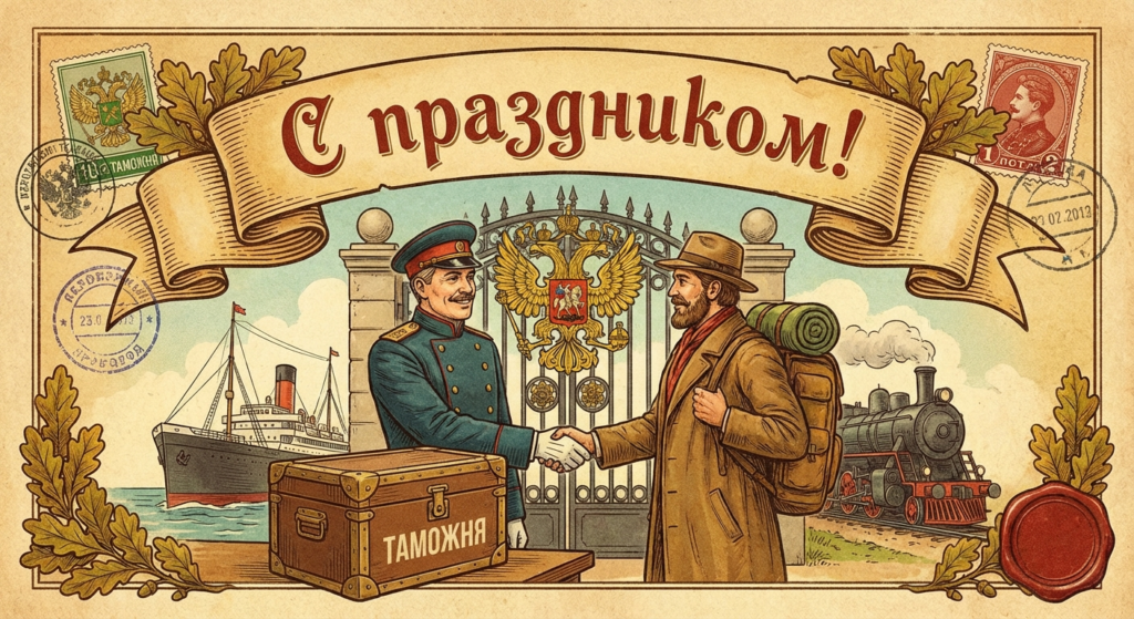 Создать открытку-картинку с поздравлением на День таможенника с помощью нейросети