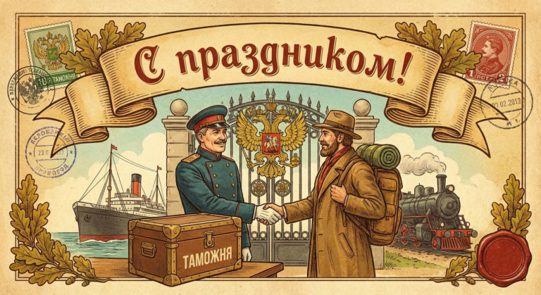 Создать открытку-картинку с поздравлением на День таможенника с помощью нейросети