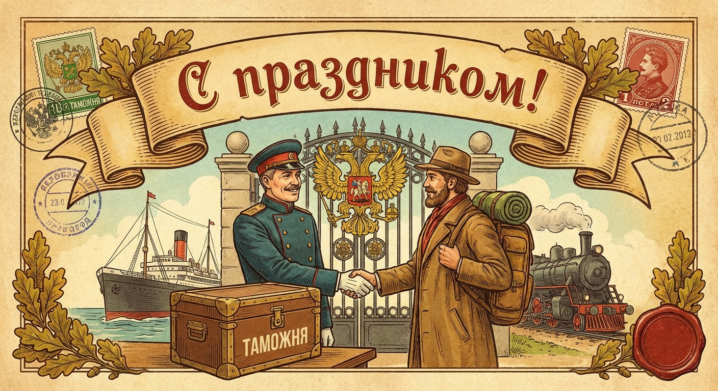 Создать открытку-картинку с поздравлением на День таможенника с помощью нейросети