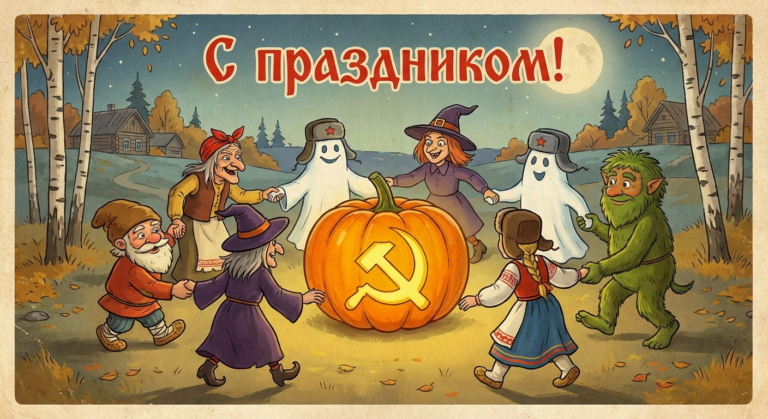 Создать открытку-картинку с поздравлением на Хэллоуин — канун Дня всех святых с помощью нейросети