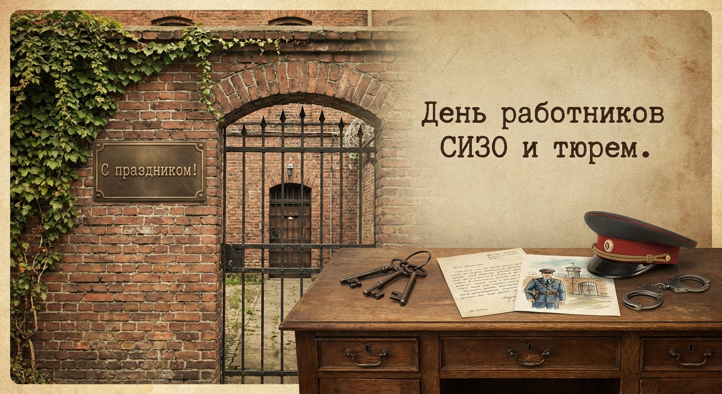 Создать открытку-картинку с поздравлением на День работников СИЗО и тюрем с помощью нейросети