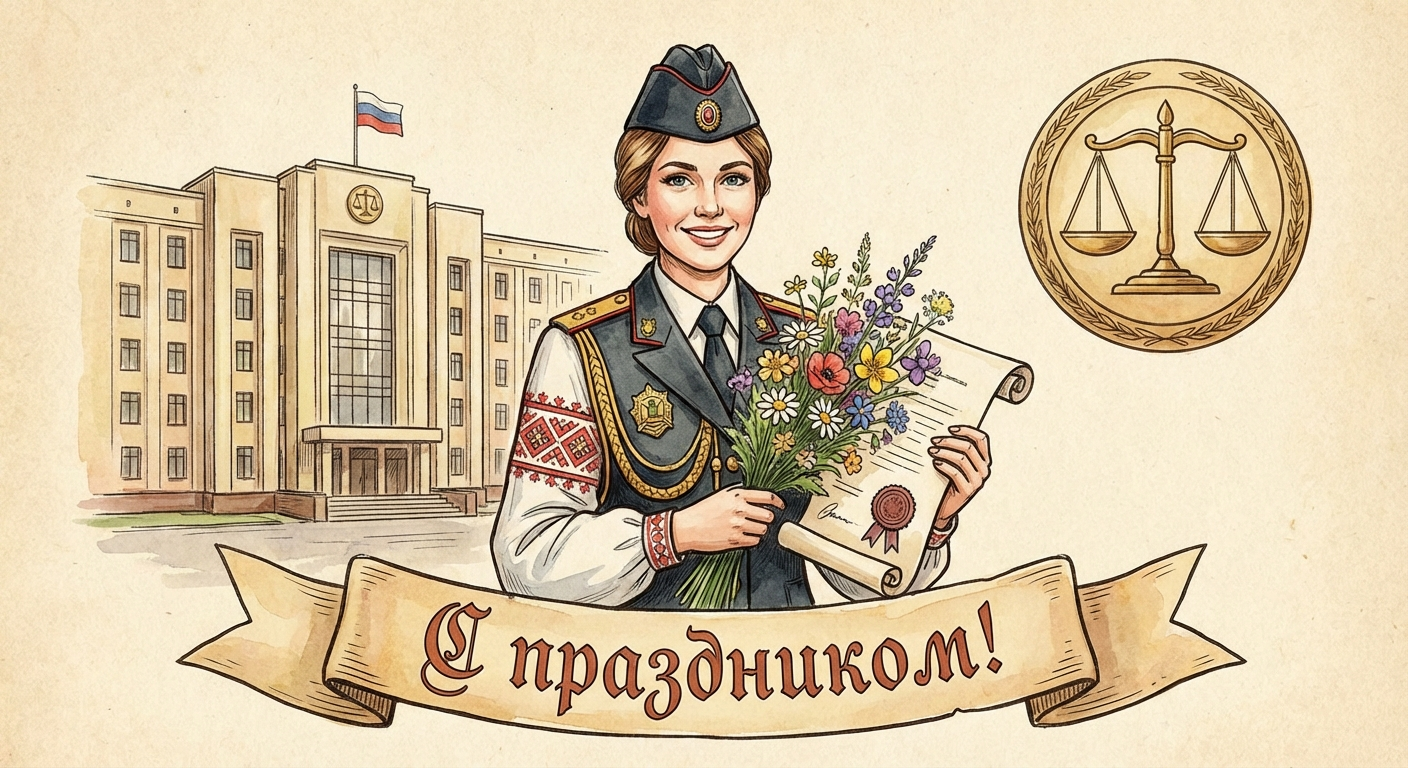 Создать открытку-картинку с поздравлением на День судебного пристава с помощью нейросети
