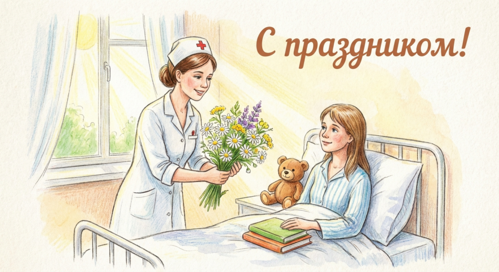 Создать открытку-картинку с поздравлением на Всемирный день больного с помощью нейросети