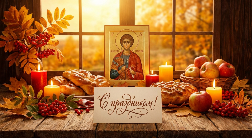 Создать открытку-картинку с поздравлением на Дмитриев день с помощью нейросети