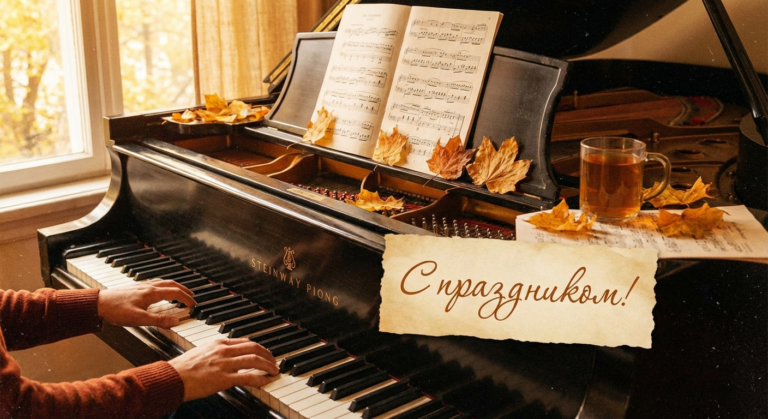 Создать открытку-картинку с поздравлением на День пианиста с помощью нейросети