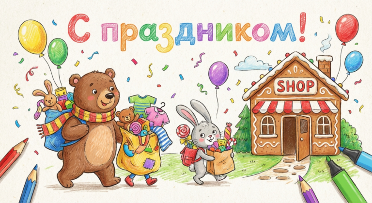 Создать открытку-картинку с поздравлением на Всемирный день шопинга с помощью нейросети