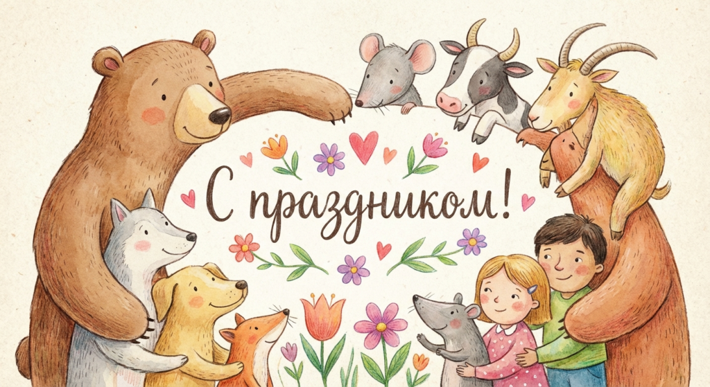 Создать открытку-картинку с поздравлением на Всемирный день доброты с помощью нейросети