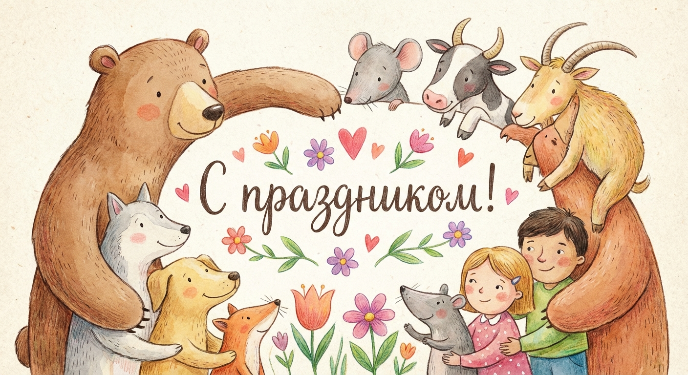 Создать открытку-картинку с поздравлением на Всемирный день доброты с помощью нейросети