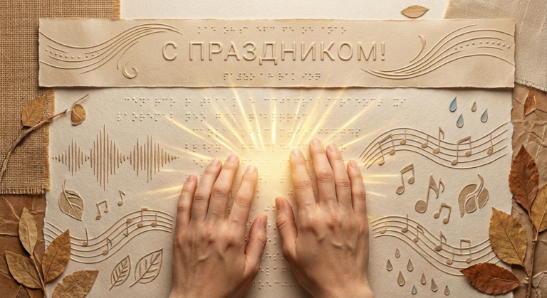 Создать открытку-картинку с поздравлением на Международный день слепых с помощью нейросети