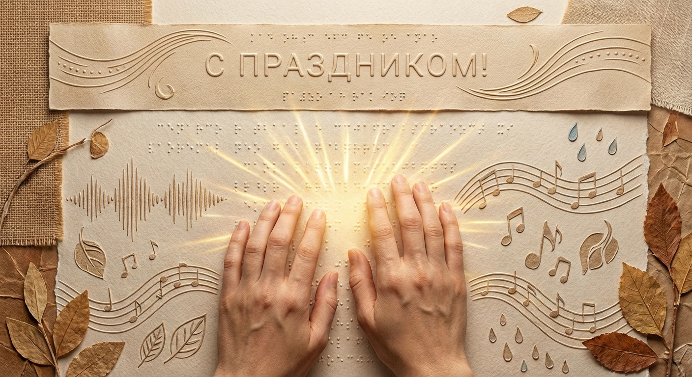 Создать открытку-картинку с поздравлением на Международный день слепых с помощью нейросети