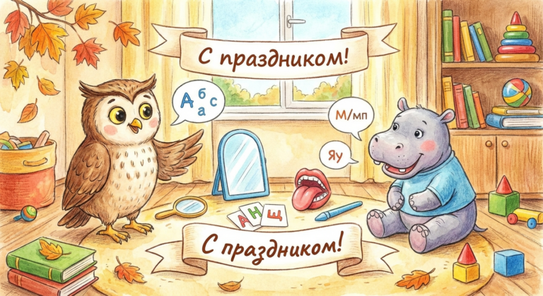 Создать открытку-картинку с поздравлением на Международный день логопеда с помощью нейросети