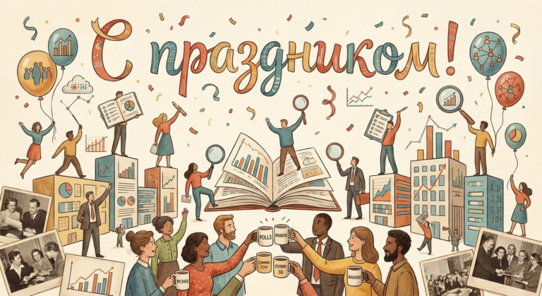 Создать открытку-картинку с поздравлением на День социолога с помощью нейросети