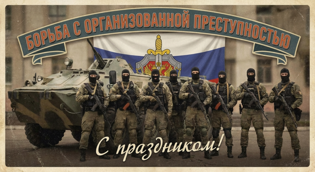 Создать открытку-картинку с поздравлением на День создания подразделений по борьбе с организованной преступностью с помощью нейросети