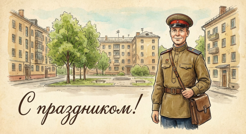 Создать открытку-картинку с поздравлением на День участкового с помощью нейросети