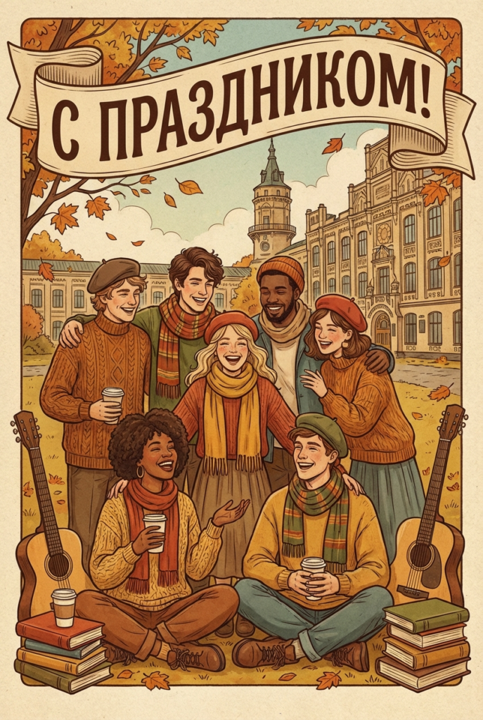 Создать открытку-картинку с поздравлением на Международный день студентов с помощью нейросети