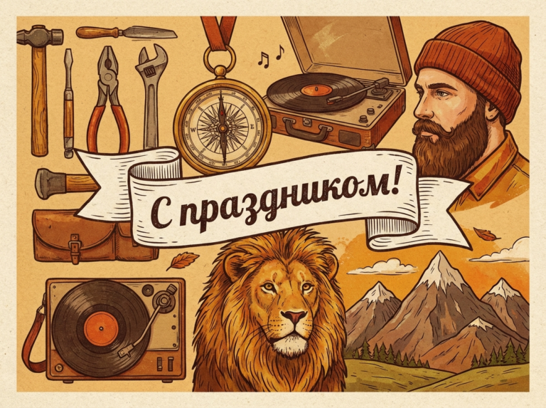 Создать открытку-картинку с поздравлением на Международный мужской день с помощью нейросети