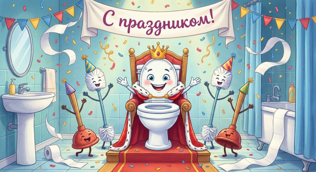 Создать открытку-картинку с поздравлением на Всемирный день туалета с помощью нейросети