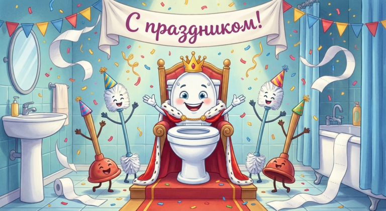 Создать открытку-картинку с поздравлением на Всемирный день туалета с помощью нейросети