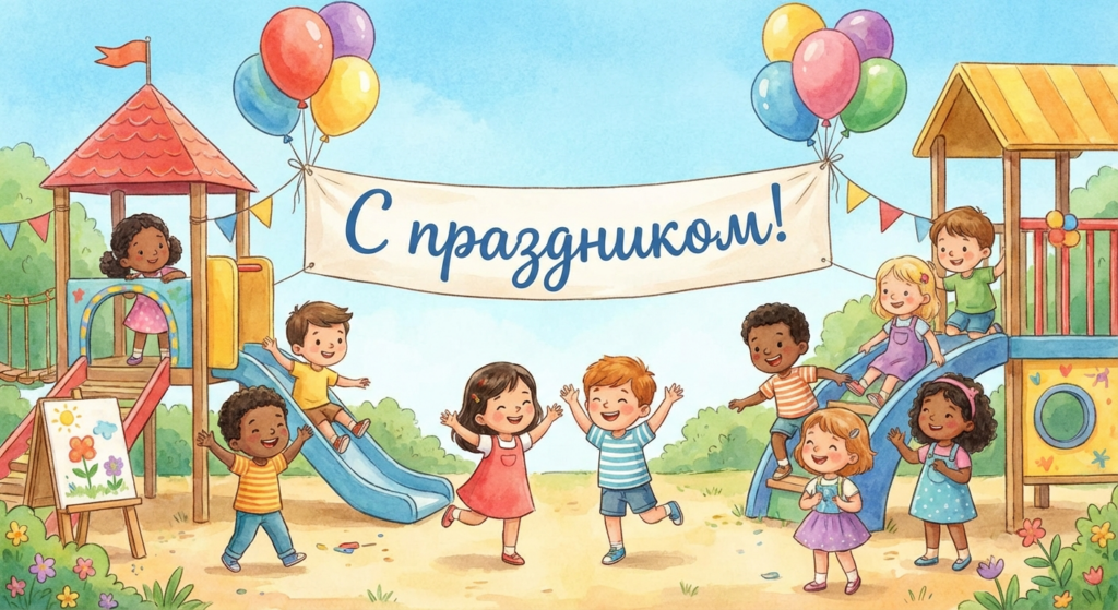 Создать открытку-картинку с поздравлением на Всемирный день ребенка с помощью нейросети