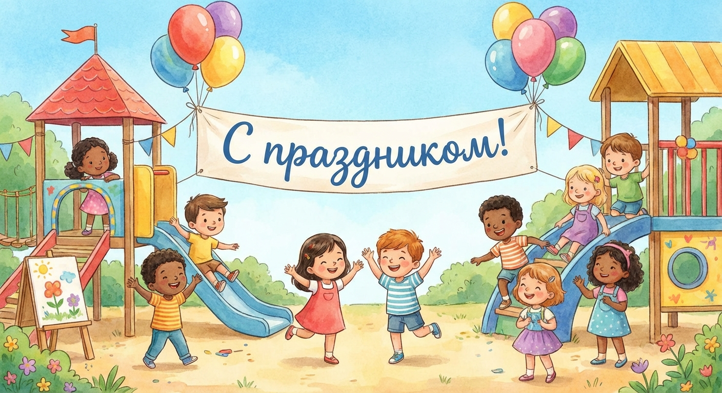 Создать открытку-картинку с поздравлением на Всемирный день ребенка с помощью нейросети