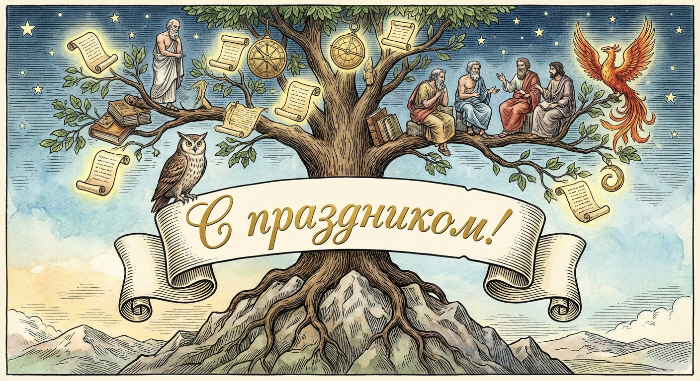 Создать открытку-картинку с поздравлением на Всемирный день философии с помощью нейросети