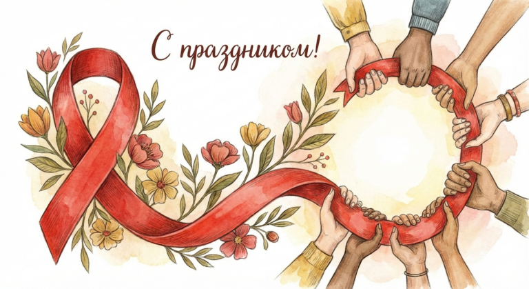 Создать открытку-картинку с поздравлением на Всемирный день борьбы со СПИДом с помощью нейросети
