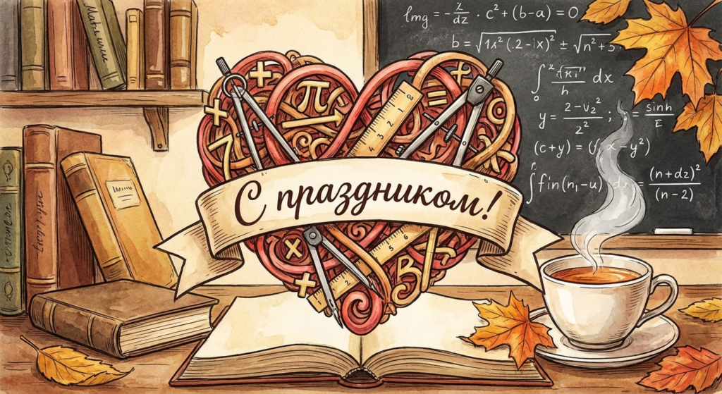 Создать открытку-картинку с поздравлением на День математики с помощью нейросети