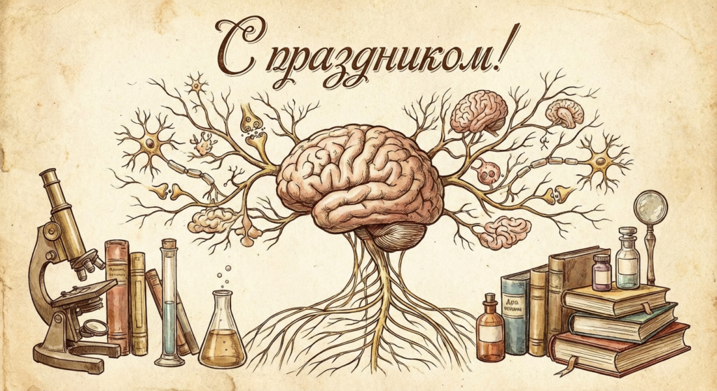 Создать открытку-картинку с поздравлением на День невролога с помощью нейросети