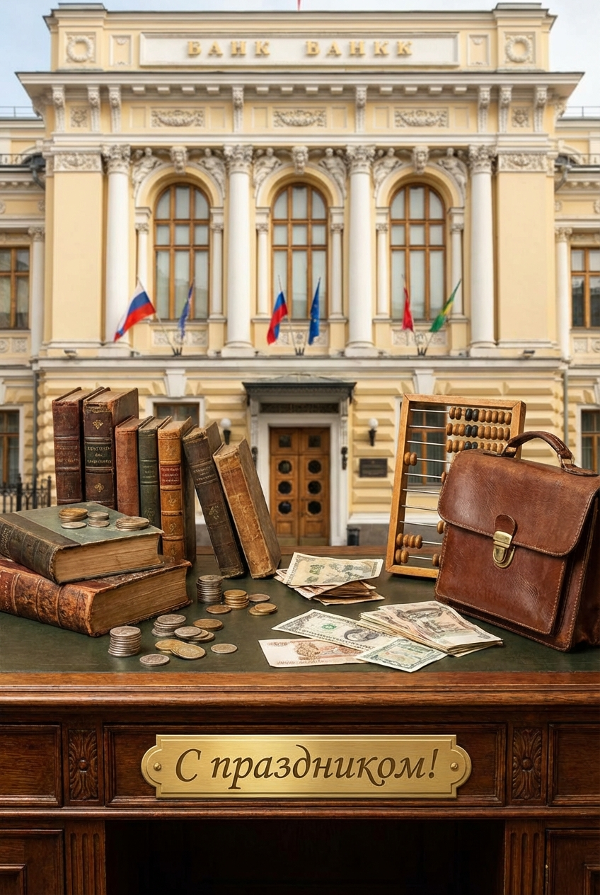 Создать открытку-картинку с поздравлением на День банковского работника с помощью нейросети