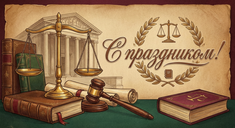 Создать открытку-картинку с поздравлением на День юриста с помощью нейросети