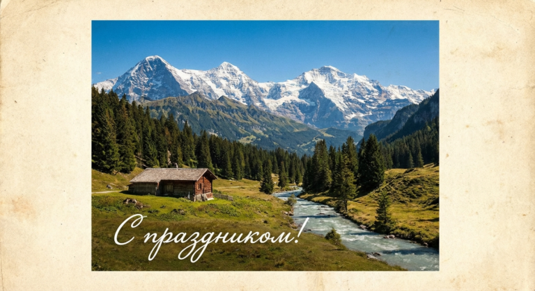 Создать открытку-картинку с поздравлением на Международный день гор с помощью нейросети