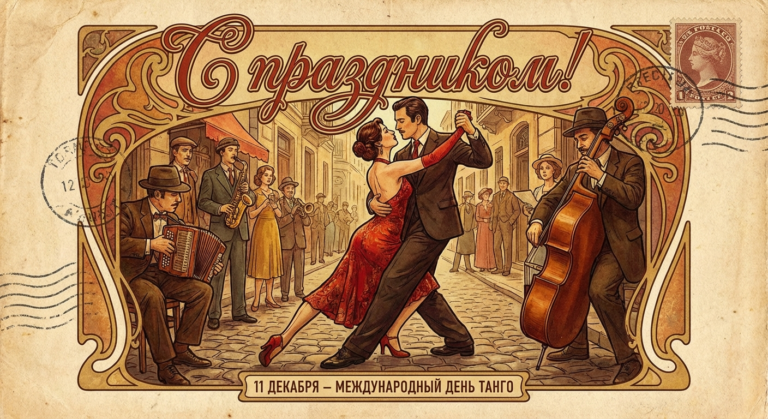 Создать открытку-картинку с поздравлением на Международный день танго с помощью нейросети