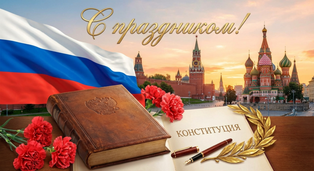 Создать открытку-картинку с поздравлением на День Конституции Российской Федерации с помощью нейросети