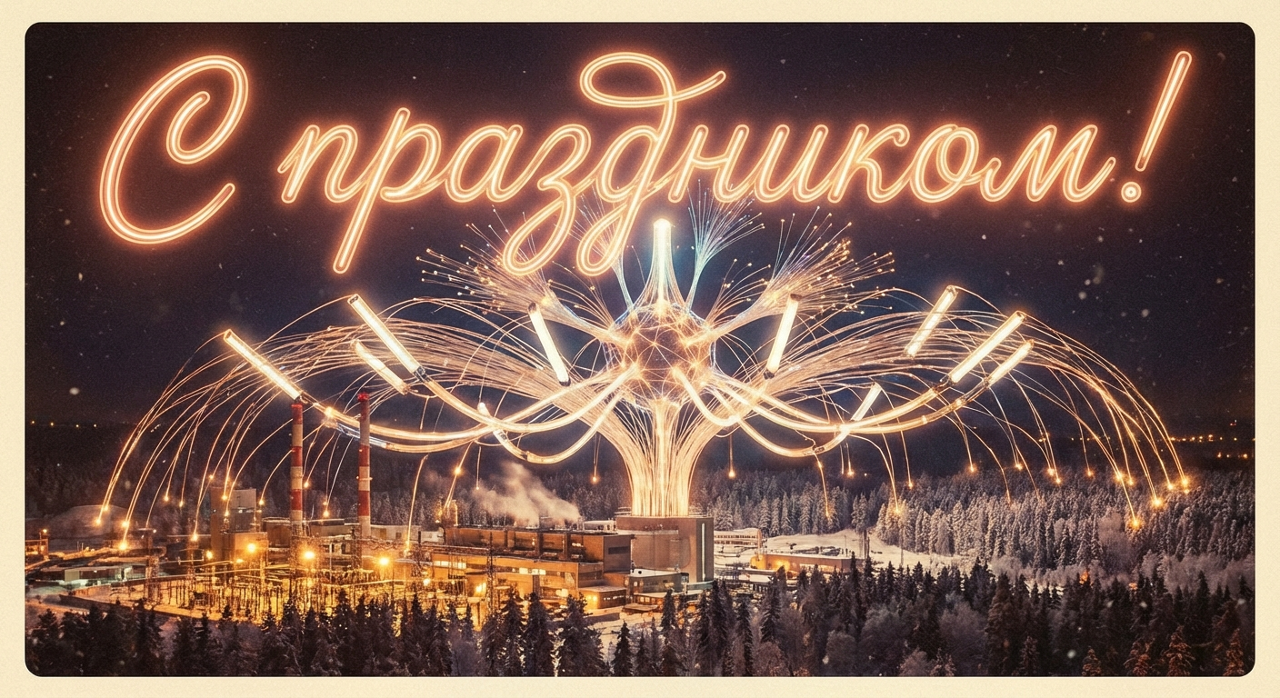 Создать открытку-картинку с поздравлением на День энергетика с помощью нейросети