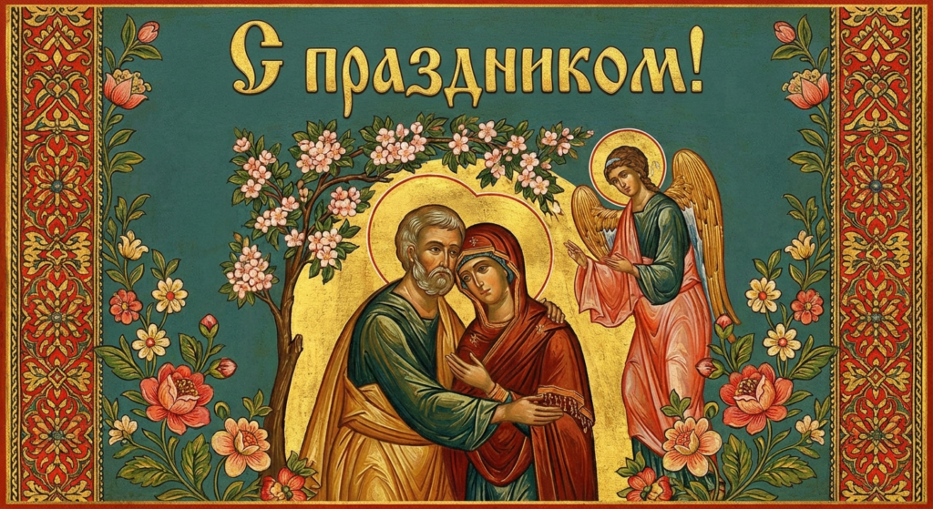 Создать открытку-картинку с поздравлением на Зачатие праведной Анною Пресвятой Богородицы. День Анны с помощью нейросети