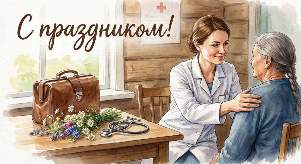 Создать открытку-картинку с поздравлением на День фельдшера с помощью нейросети