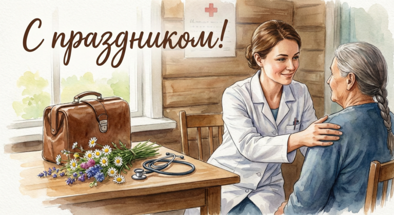 Создать открытку-картинку с поздравлением на День фельдшера с помощью нейросети