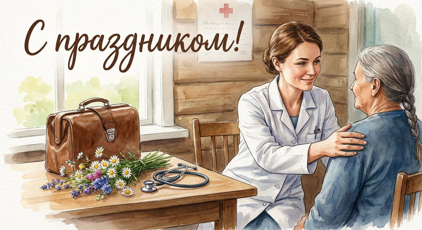 Создать открытку-картинку с поздравлением на День фельдшера с помощью нейросети