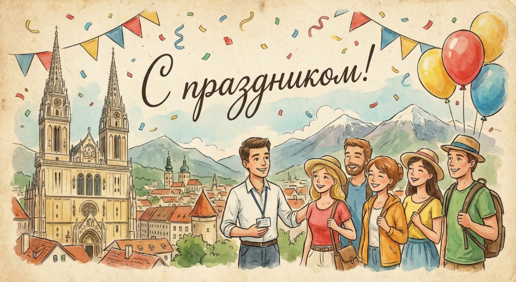 Создать открытку-картинку с поздравлением на Всемирный день экскурсовода с помощью нейросети