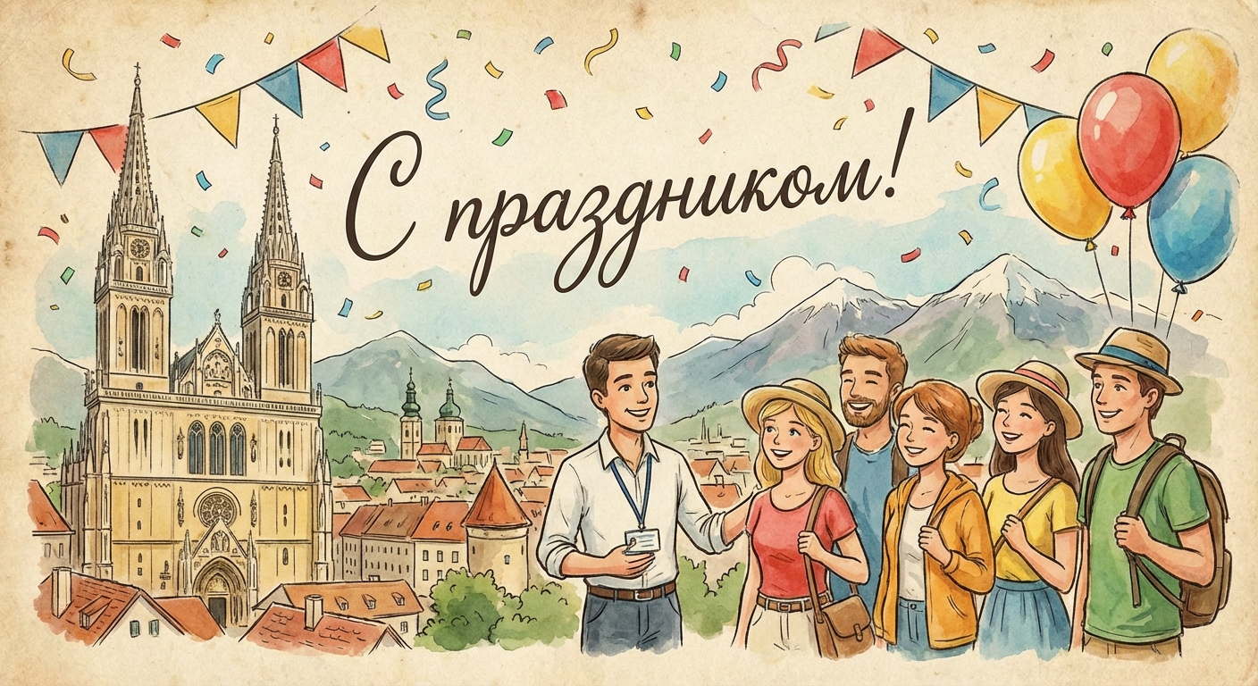 Создать открытку-картинку с поздравлением на Всемирный день экскурсовода с помощью нейросети