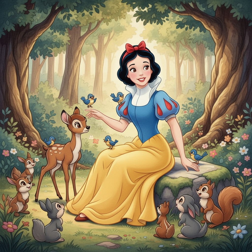 Сгенерировать фото или селфи в стиле персонажа «Белоснежка и семь гномов»