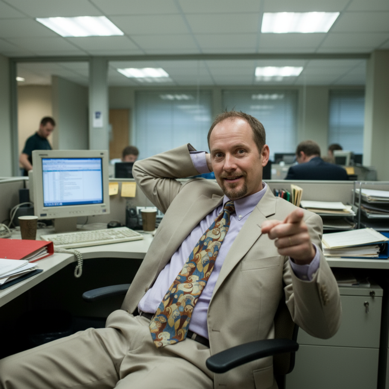 Сгенерировать фото или селфи в стиле сериала "Офис (Великобритания)"